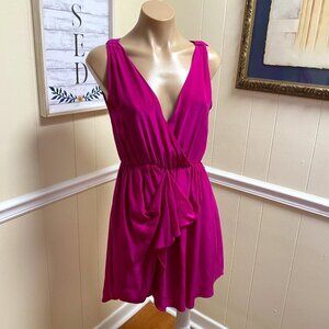 Thayer 100% Silk high low sleeveless dress S FUCHSIA
